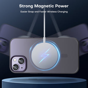TAURI [5 in 1] Magnetic Case for iPhone 14 Plus [Military Grade Drop Protection] with 2X Screen Protector +2X Camera Lens Protector, Translucent Matte Slim Fit Compatible with Magsafe Case-Purple