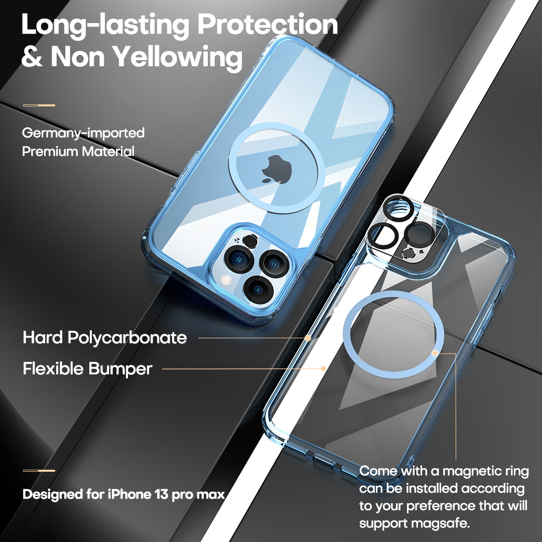TAURI [3 in 1] Defender Designed for 13 Pro Max Case 6.7 Inch, with 2 Pack Tempered Glass Screen Protector + 2 Pack Camera Lens Protector [Military Grade Protection] Shockproof Slim Thin