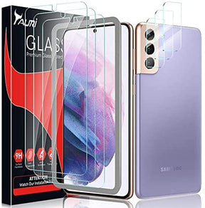 [3+3 Pack] TAURI Compatible with Samsung Galaxy S21 Plus 5G 6.7 - inch, 3 Pack Tempered Glass Screen Protector + 3 Pack Camera Lens Protector Easy Installation HD-Clear Bubble Free