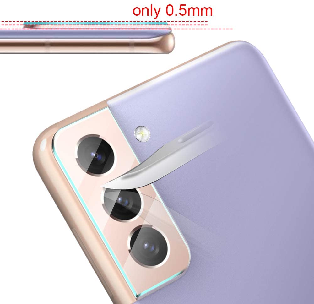 [3+3 Pack] Tauri 3 Pack Tempered Glass Screen Protector + 3 Pack Camera Lens Protector Compatible with Samsung Galaxy S21 5G 6.2 - inch Easy Installation HD-Clear Bubble Free