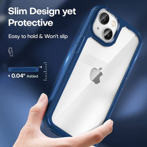 TAURI [5 in 1] for iPhone 14 Case, [Not Yellowing] with 2 Tempered Glass Screen Protector + 2 Camera Lens Protector [Military Drop Protection] Shockproof Slim Phone Case for iPhone 14 6.1 Inch-Blue