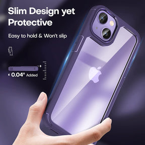 TAURI [5 in 1] for iPhone 14 Case, [Not Yellowing] with 2 Tempered Glass Screen Protector + 2 Camera Lens Protector [Military Drop Protection] Shockproof Slim Phone Case for iPhone 14 6.1 Inch-Purple