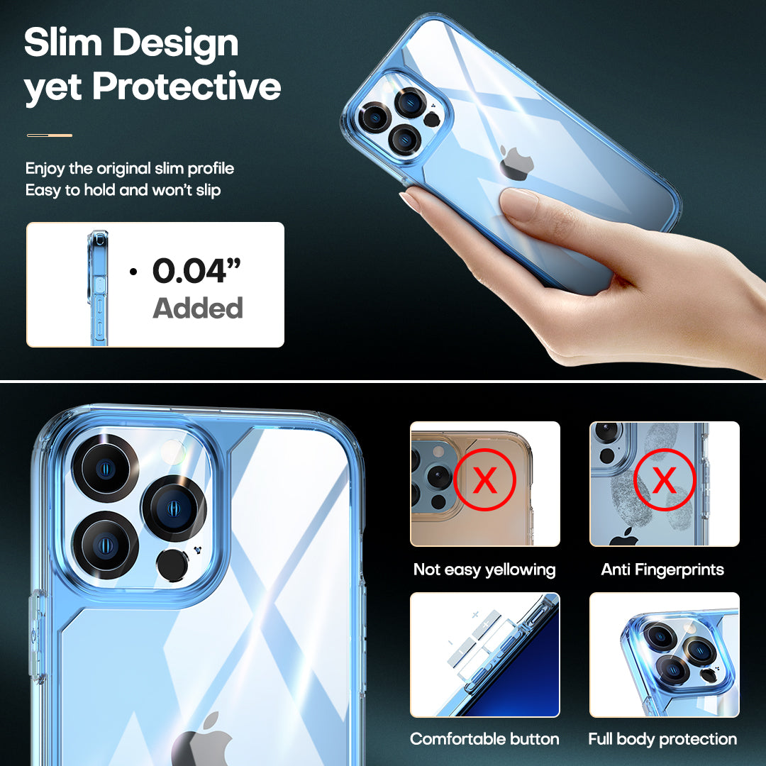 TAURI [3 in 1] Defender Designed for iPhone 13 Pro Case 6.1 Inch, with 2 Pack Tempered Glass Screen Protector + 2 Pack Camera Lens Protector [Military Grade Protection] Shockproof Slim Thin