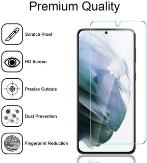 [3+3 Pack] TAURI Compatible with Samsung Galaxy S21 Plus 5G 6.7 - inch, 3 Pack Tempered Glass Screen Protector + 3 Pack Camera Lens Protector Easy Installation HD-Clear Bubble Free