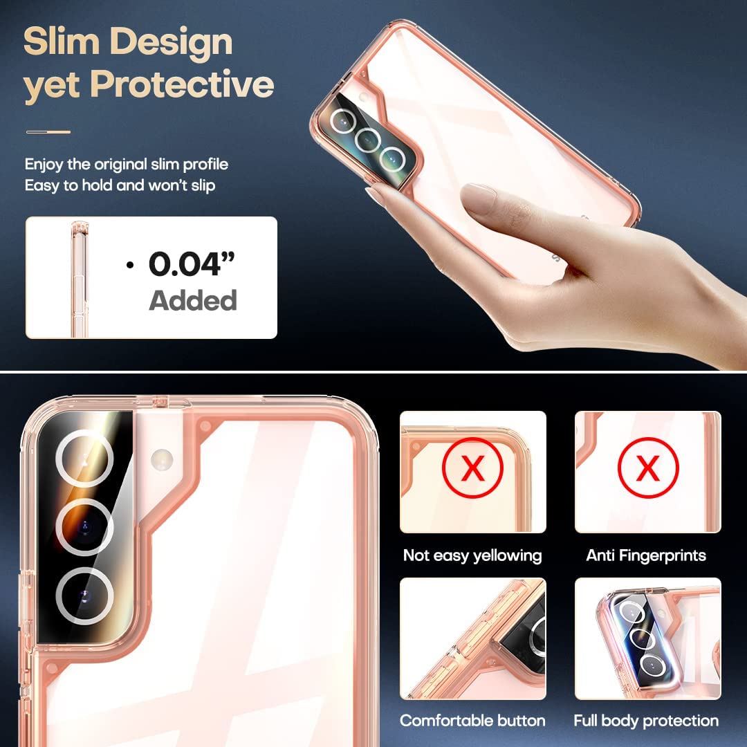 TAURI [5 in 1] Shockproof Designed for Samsung Galaxy S22 Plus Case 5G 6.6 Inch, with 2 Pack Tempered Glass Screen Protector + 2 Pack Camera Lens Protector [Military Grade Protection] Slim Cover