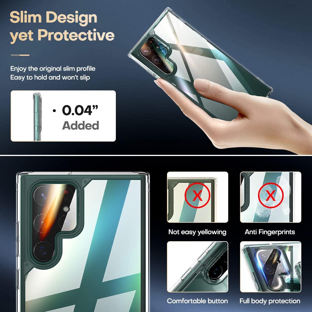 TAURI Shockproof Samsung Galaxy S22 Ultra Case, [Military Grade Protection] S22 Ultra Case, Crystal Clear Soft Slim Protective Silicone Cover Designed for Galaxy S22 Ultra 5G Case 6.8"