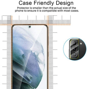[3+3 Pack] TAURI Compatible with Samsung Galaxy S21 Plus 5G 6.7 - inch, 3 Pack Tempered Glass Screen Protector + 3 Pack Camera Lens Protector Easy Installation HD-Clear Bubble Free