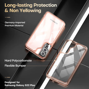 TAURI [5 in 1] Shockproof Designed for Samsung Galaxy S22 Plus Case 5G 6.6 Inch, with 2 Pack Tempered Glass Screen Protector + 2 Pack Camera Lens Protector [Military Grade Protection] Slim Cover