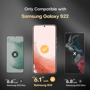 TAURI [5 in 1] Shockproof Designed for Samsung Galaxy S22 Case 5G 6.1 Inch, with 2 Pack Tempered Glass Screen Protector + 2 Pack Camera Lens Protector [Military Grade Protection] Slim Thin Cover