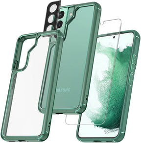 TAURI [5 in 1] Shockproof Designed for Samsung Galaxy S22 Plus Case 5G 6.6 Inch, with 2 Pack Tempered Glass Screen Protector + 2 Pack Camera Lens Protector [Military Grade Protection] Slim Cover
