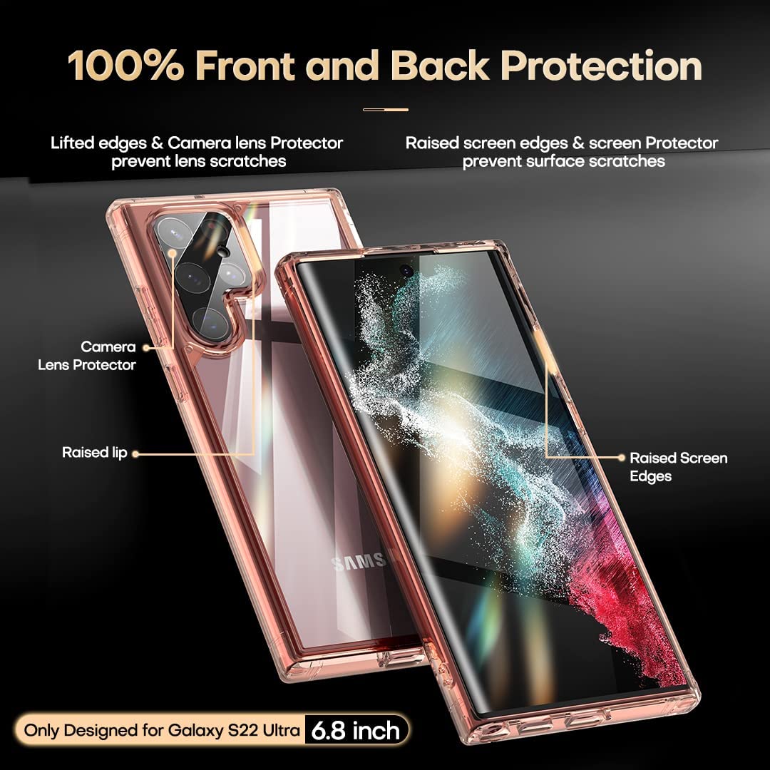 TAURI Shockproof Samsung Galaxy S22 Ultra Case, [Military Grade Protection] S22 Ultra Case, Crystal Clear Soft Slim Protective Silicone Cover Designed for Galaxy S22 Ultra 5G Case 6.8"