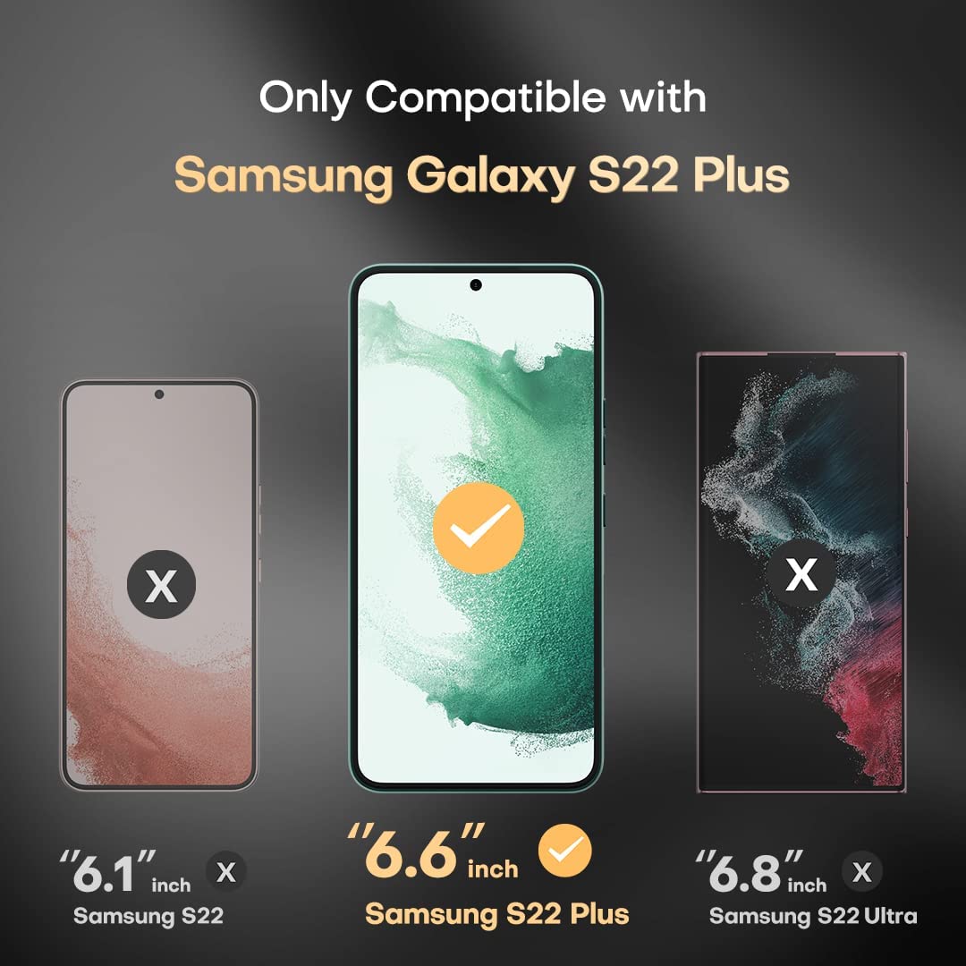 TAURI [5 in 1] Shockproof Designed for Samsung Galaxy S22 Plus Case 5G 6.6 Inch, with 2 Pack Tempered Glass Screen Protector + 2 Pack Camera Lens Protector [Military Grade Protection] Slim Cover