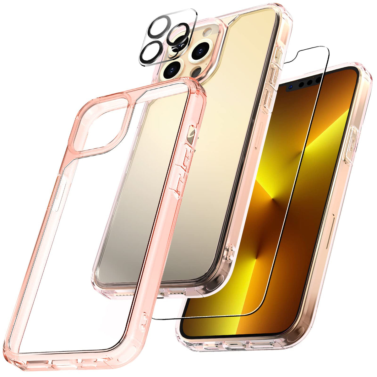 TAURI [3 in 1] Defender Designed for iPhone 13 Pro Max Case 6.7 Inch, with 2 Pack Tempered Glass Screen Protector + 2 Pack Camera Lens Protector [Military Grade Protection] Shockproof Slim Thin1