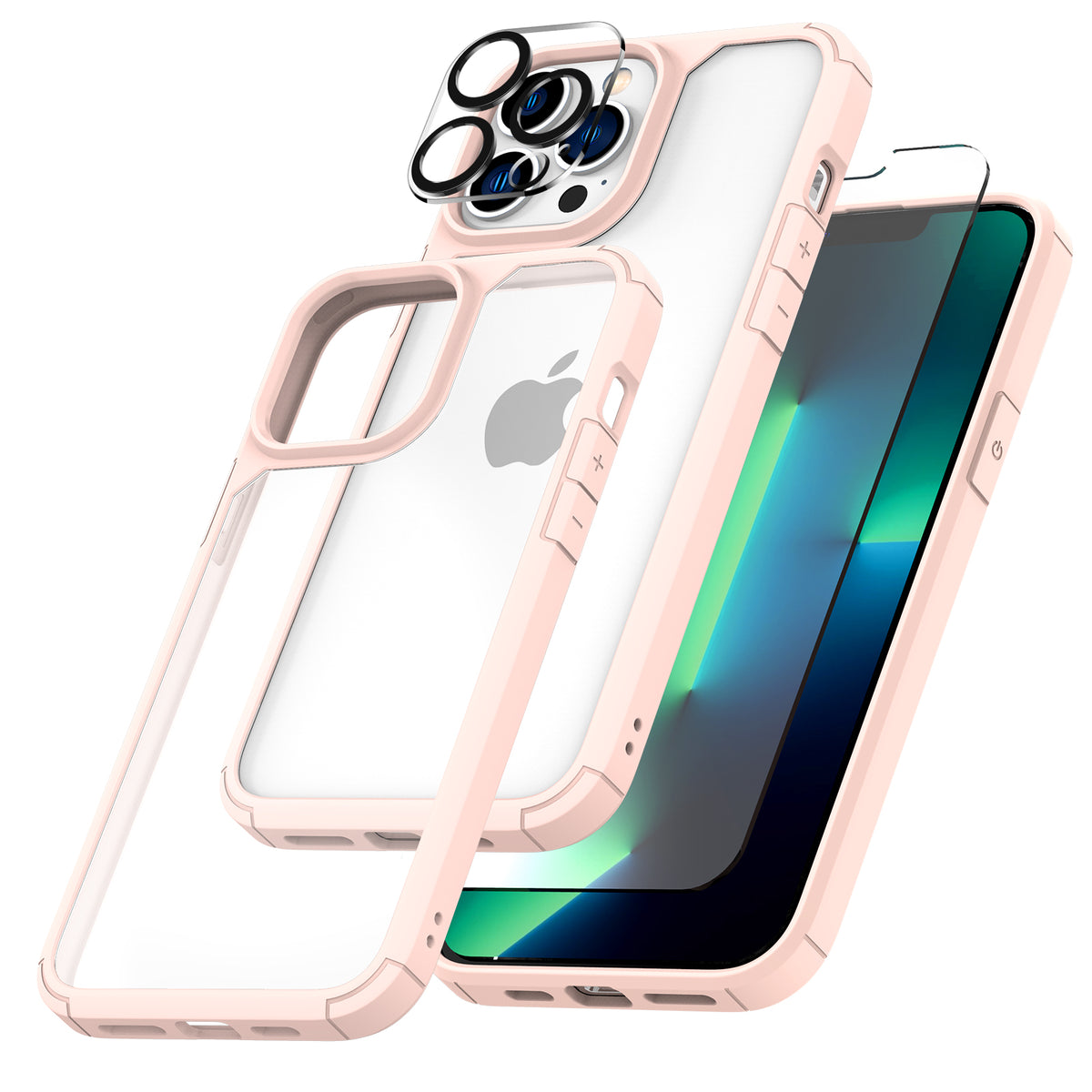 TAURI [3 in 1] Defender Designed for 13 Pro Max Case 6.7 Inch, with 2 Pack Tempered Glass Screen Protector + 2 Pack Camera Lens Protector [Military Grade Protection] Shockproof Slim Thin
